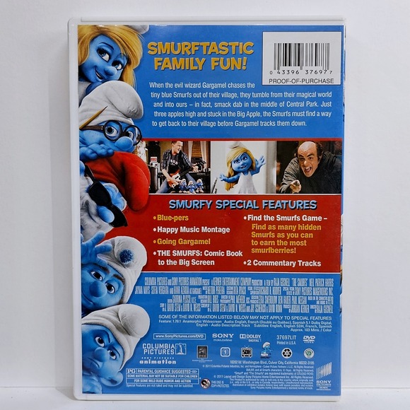 The Smurfs DVD 2011 Movie Neil Patrick Harris Family Comedy Kids Animated PG - Picture 2 of 5